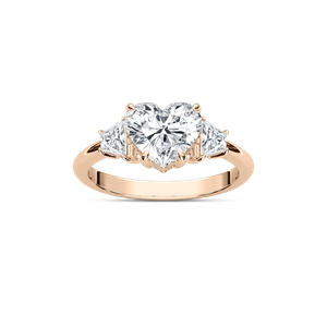 Estella Heart Lab Grown Diamond with Trapezoid Sides Three Stone Engagement Ring
