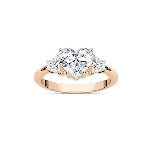 Estella Heart Lab Grown Diamond with Trapezoid Sides Three Stone Engagement Ring