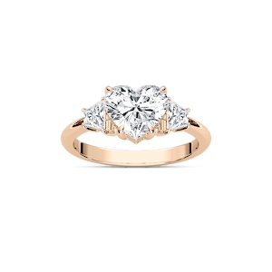 Estella Heart Lab Grown Diamond with Trapezoid Sides Three Stone Engagement Ring