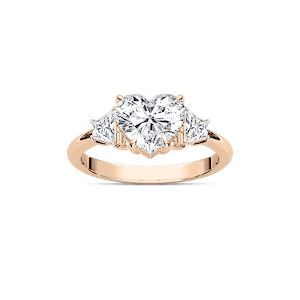 Estella Heart Lab Grown Diamond with Trapezoid Sides Three Stone Engagement Ring