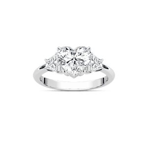 Estella Heart Lab Grown Diamond with Trapezoid Sides Three Stone Engagement Ring