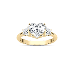 Estella Heart Lab Grown Diamond with Trapezoid Sides Three Stone Engagement Ring