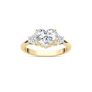 Estella Heart Lab Grown Diamond with Trapezoid Sides Three Stone Engagement Ring