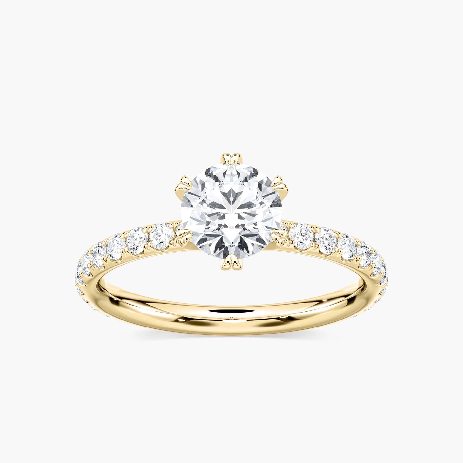 Brooklyn Round Lab Grown Diamond Six Double Prong Side Stone Engagement Ring