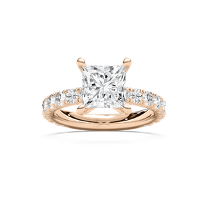 Heidi 3 ¾ ctw Princess Lab Grown Diamond Decorative Prong Side Stone Engagement Ring