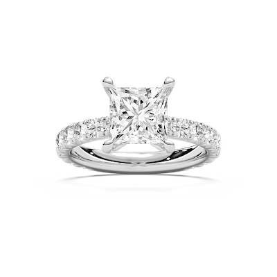 Heidi 3 ⅞ ctw Princess Lab Grown Diamond Decorative Prong Side Stone Engagement Ring