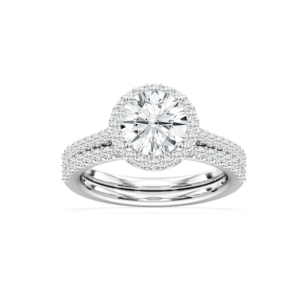 Zoey Lab Grown Diamond Halo Shared Prong Wedding Set