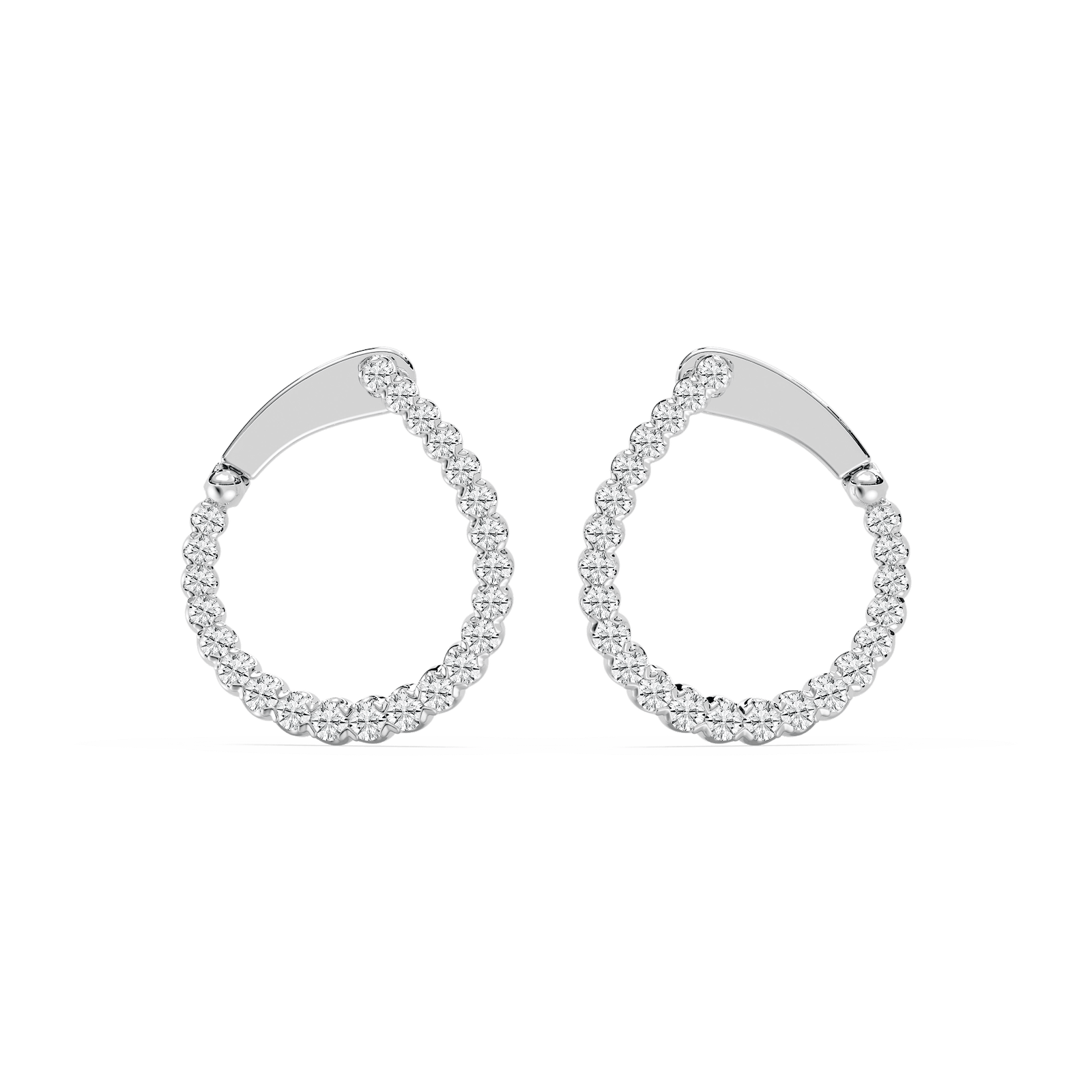 Round Lab Grown Diamond Hinged Back Huggie Hoop Earrings