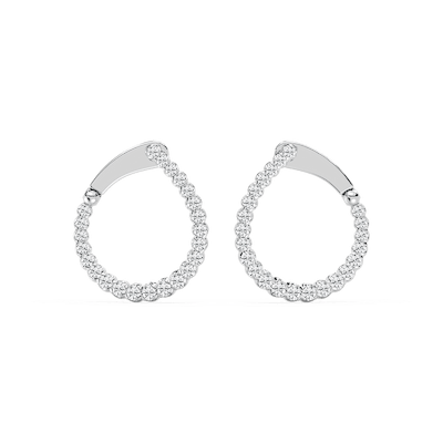 Round Lab Grown Diamond Hinged Back Huggie Hoop Earrings