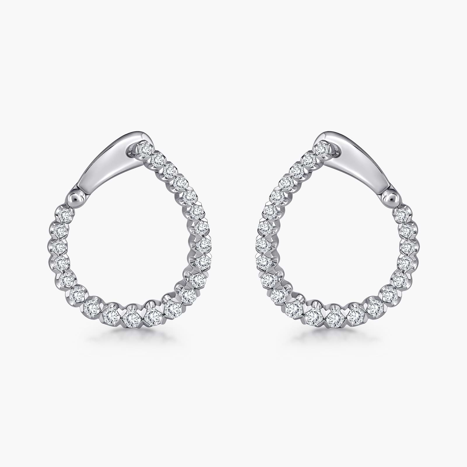 Round Lab Grown Diamond Hinged Back Huggie Hoop Earrings