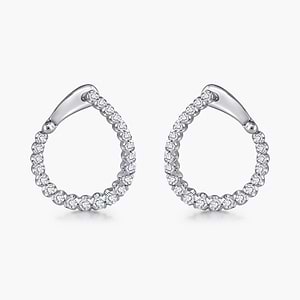 Round Lab Grown Diamond Hinged Back Huggie Hoop Earrings