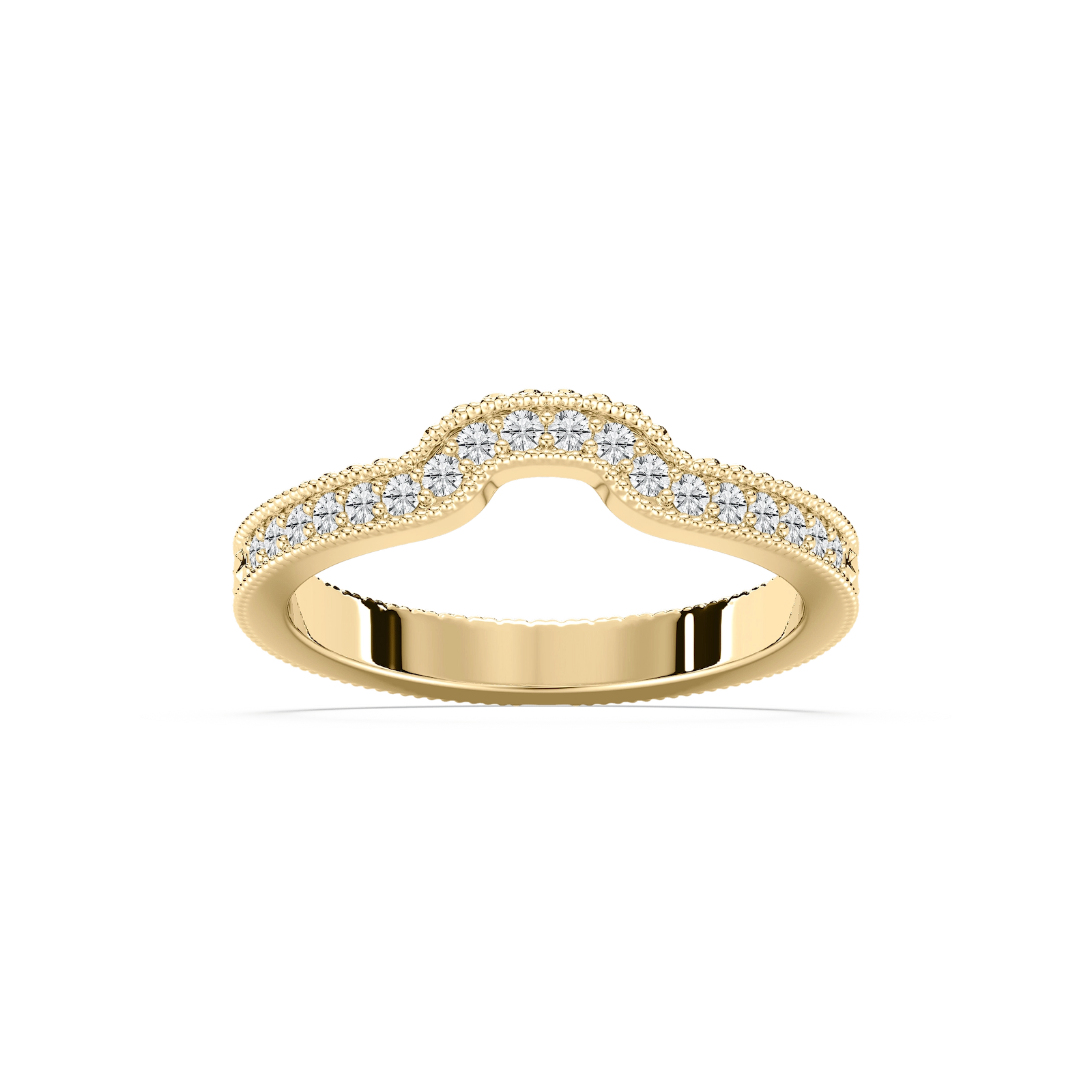 Honey 1/5 ctw Round Lab Grown Diamond Etched Profile Curved Band