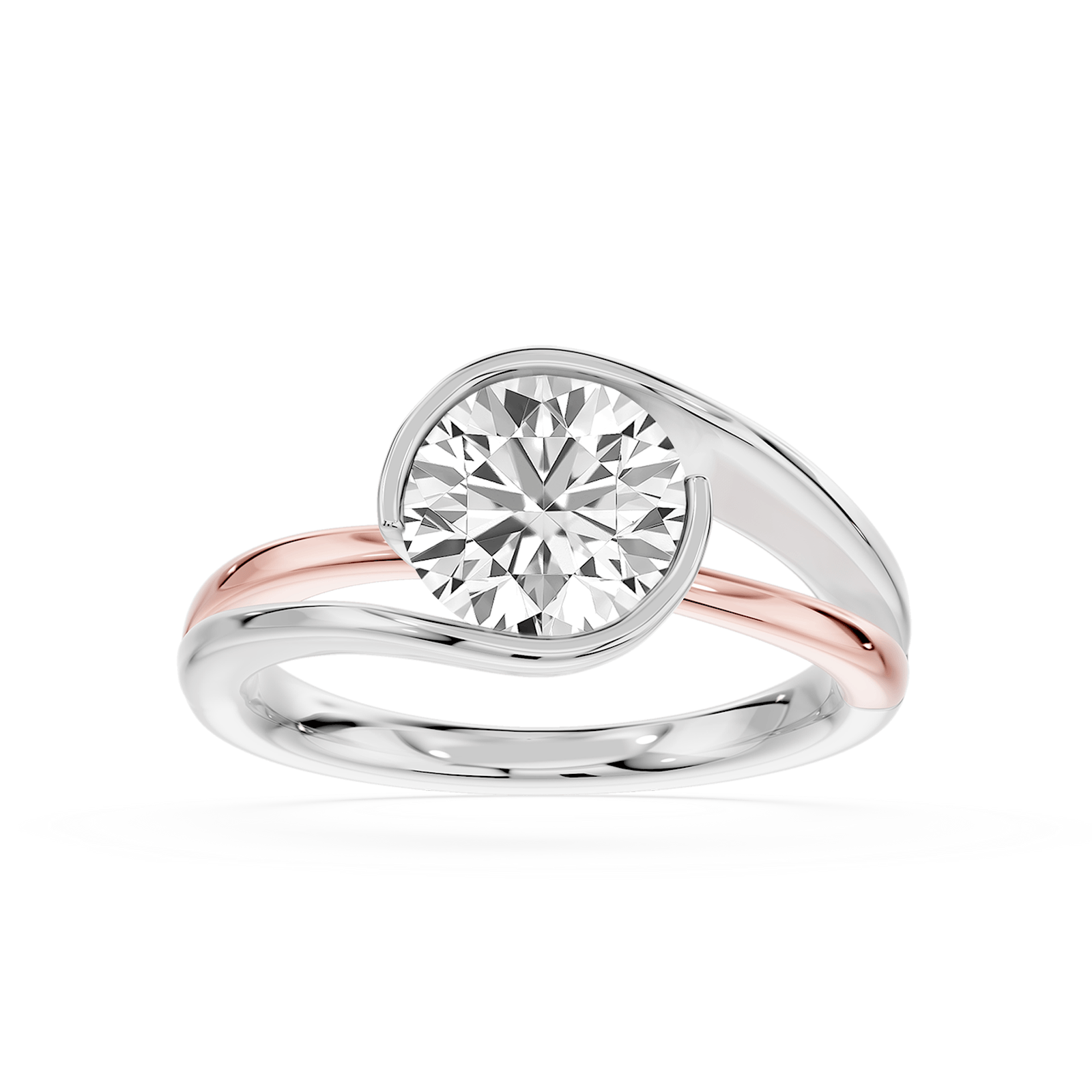 Aria Round Lab Grown Diamond Tension-Inspired Bezel Solitaire Engagement Ring