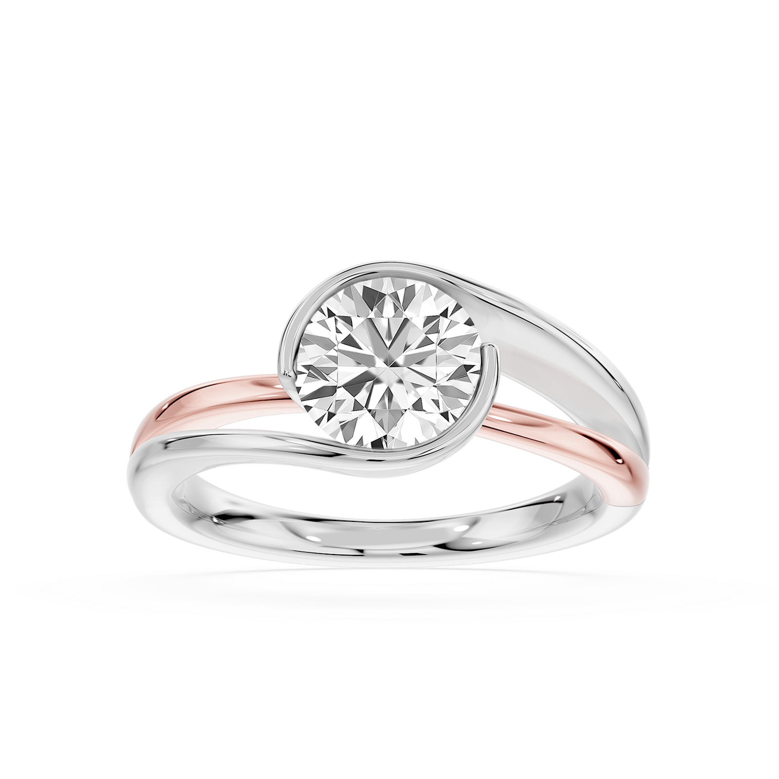 Aria Round Lab Grown Diamond Tension-Inspired Bezel Solitaire Engagement Ring