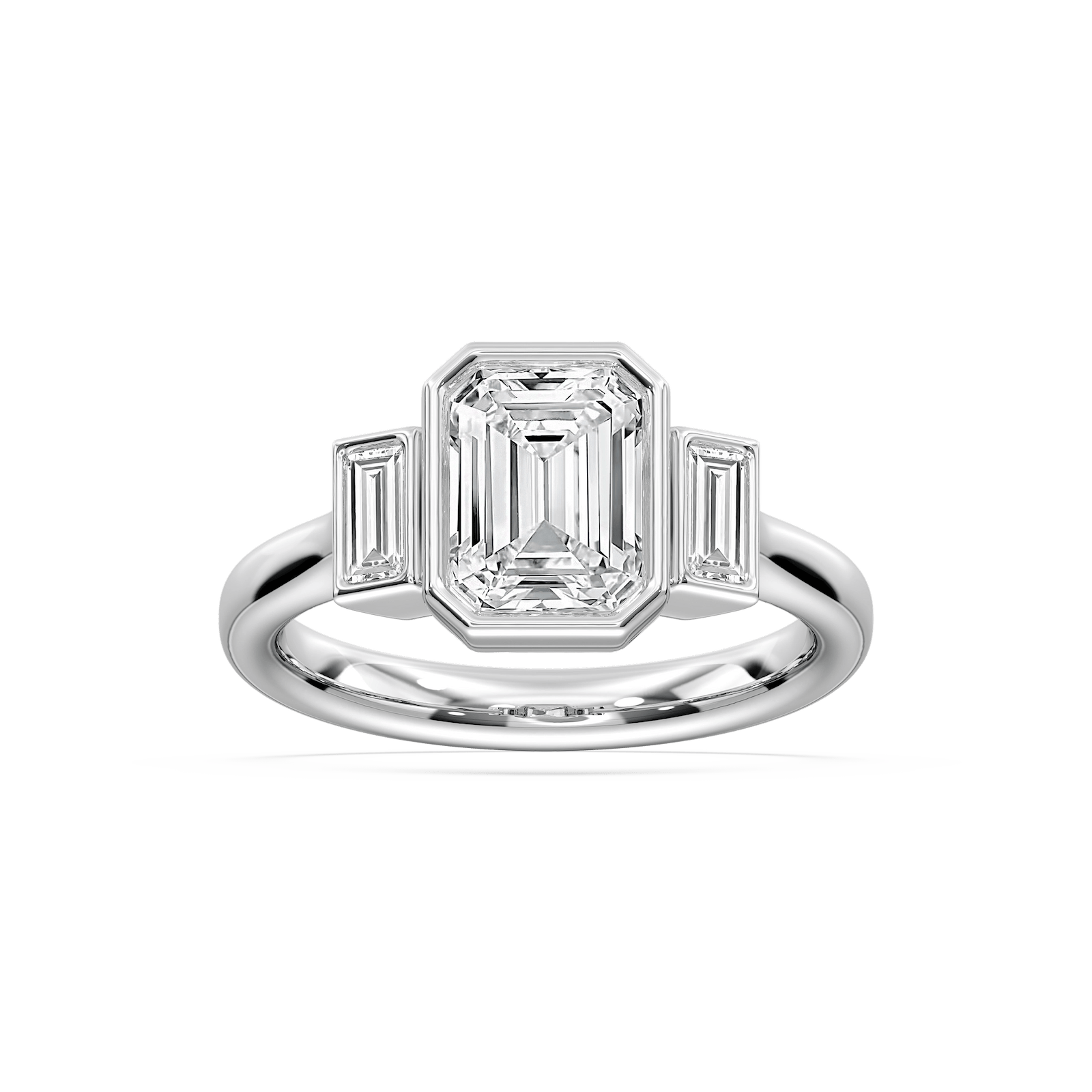 Imara Bezel Three Stone Ring in Rose Gold