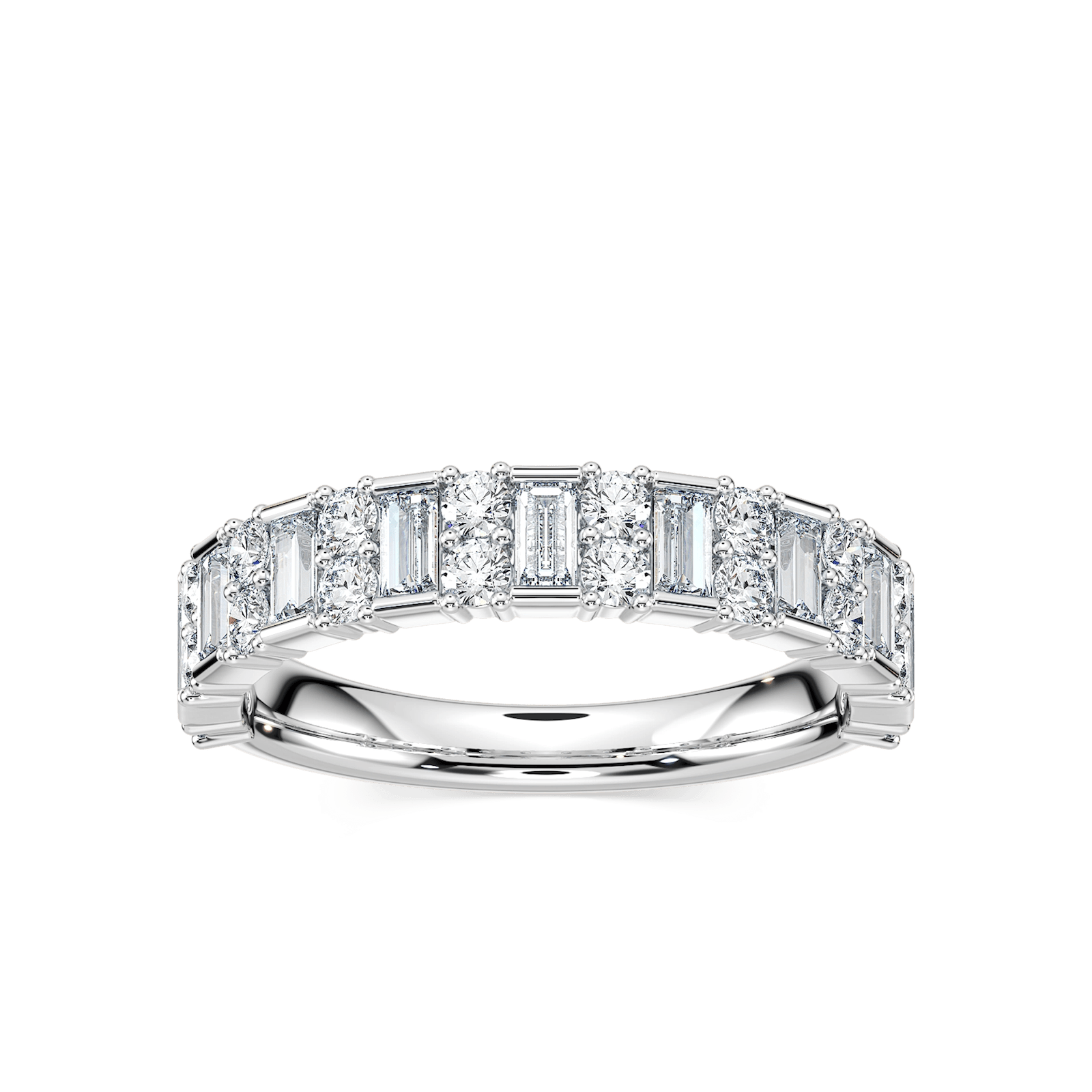 Indy 7/8 ctw Baguette and Round Lab Grown Diamond Alternating Wedding Band