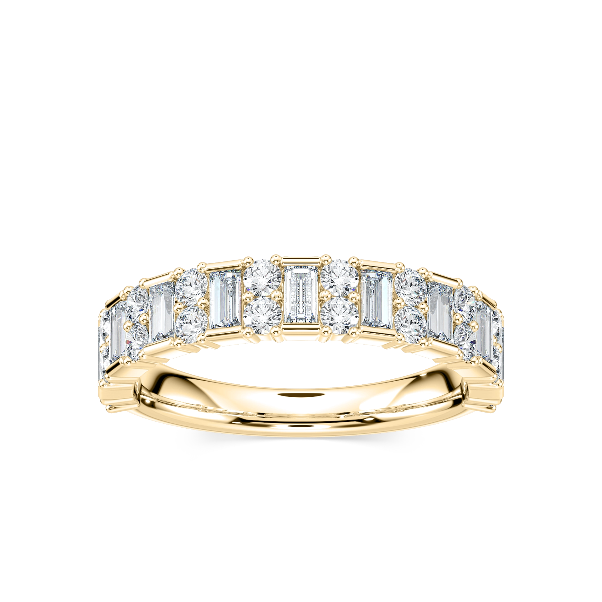 Indy 7/8 ctw Baguette and Round Lab Grown Diamond Alternating Wedding Band