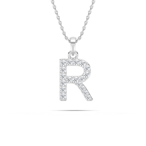 Round Lab Grown Diamond Initial Pendant - 18 Inches