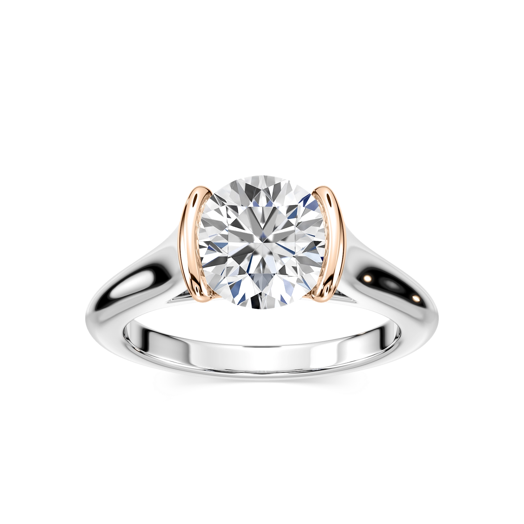 Audrey Round Lab Grown Diamond Half Bezel Solitaire Engagement Ring
