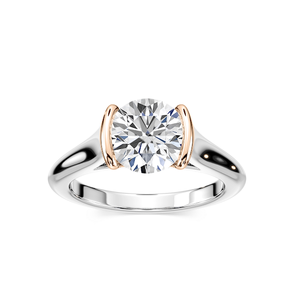 Audrey Round Lab Grown Diamond Half Bezel Solitaire Engagement Ring