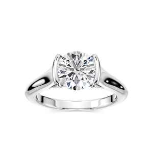 Audrey Round Lab Grown Diamond Half Bezel Solitaire Engagement Ring
