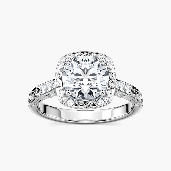 Isabella Lab Grown Diamond Vintage  Scroll Halo Engagement Ring