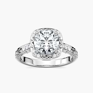 Isabella Lab Grown Diamond Vintage  Scroll Halo Engagement Ring