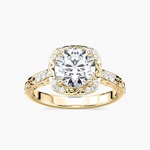 Isabella Lab Grown Diamond Vintage  Scroll Halo Engagement Ring