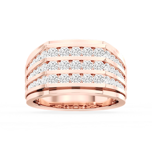 Jameson 2 ctw Round Lab Grown Diamond Three Row Channel Wedding Band