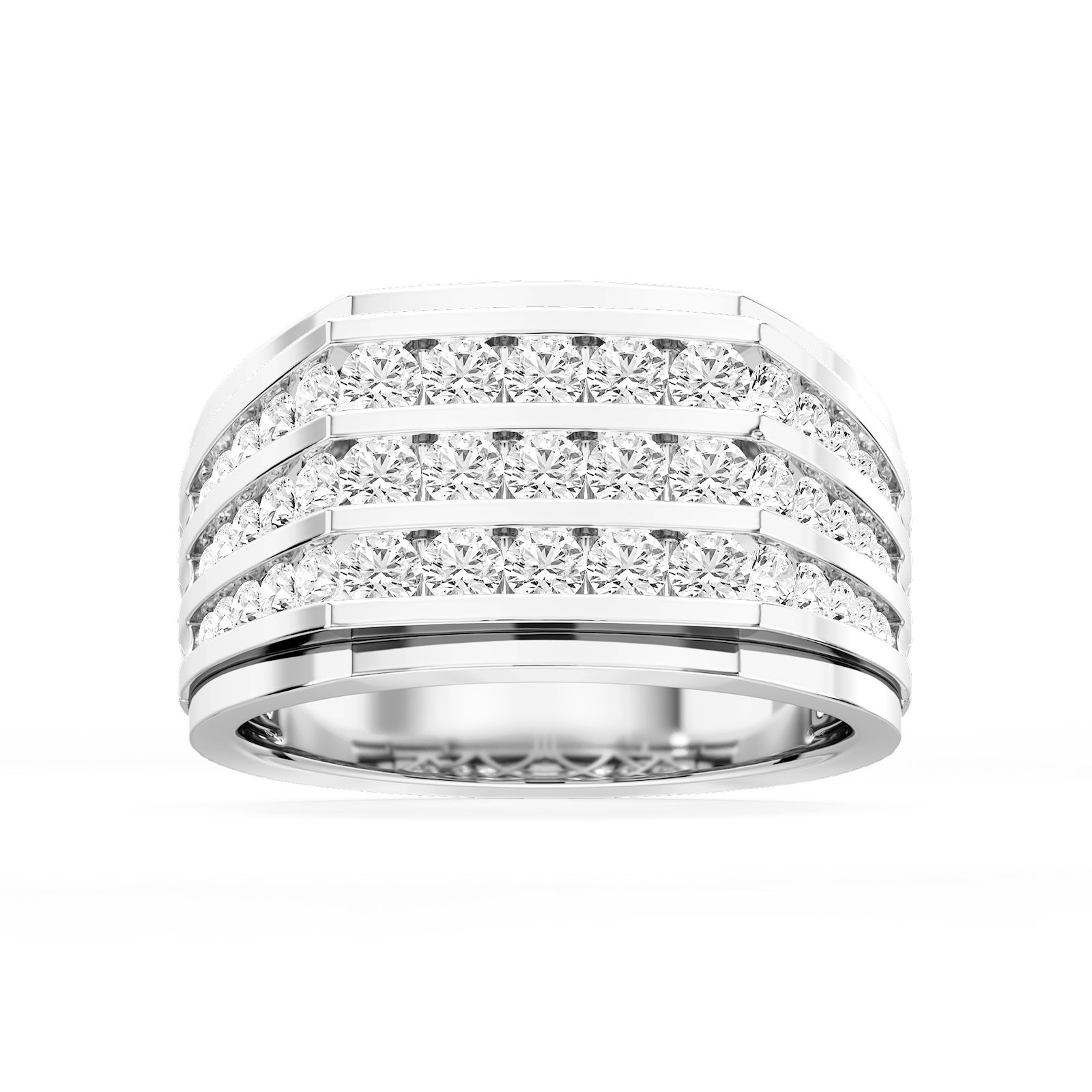 Jameson 2 ctw Round Lab Grown Diamond Three Row Channel Wedding Band