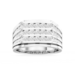 Jameson 2 ctw Round Lab Grown Diamond Three Row Channel Wedding Band
