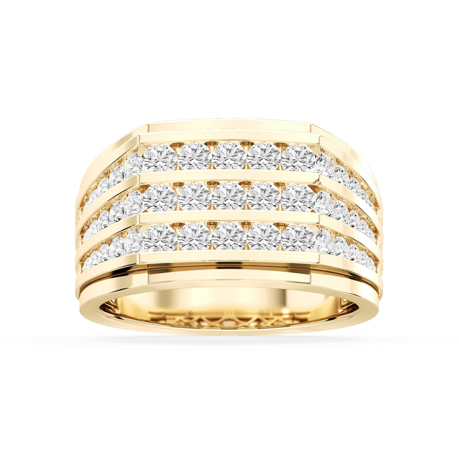 Jameson 2 ctw Round Lab Grown Diamond Three Row Channel Wedding Band