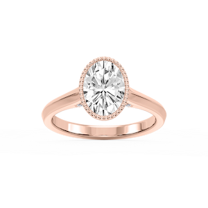 Jane Oval Lab Grown Diamond Milgrain Bezel Side Stone Engagement Ring