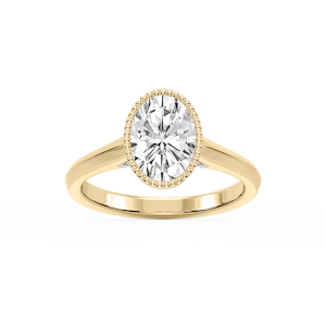 Jane Oval Lab Grown Diamond Milgrain Bezel Side Stone Engagement Ring