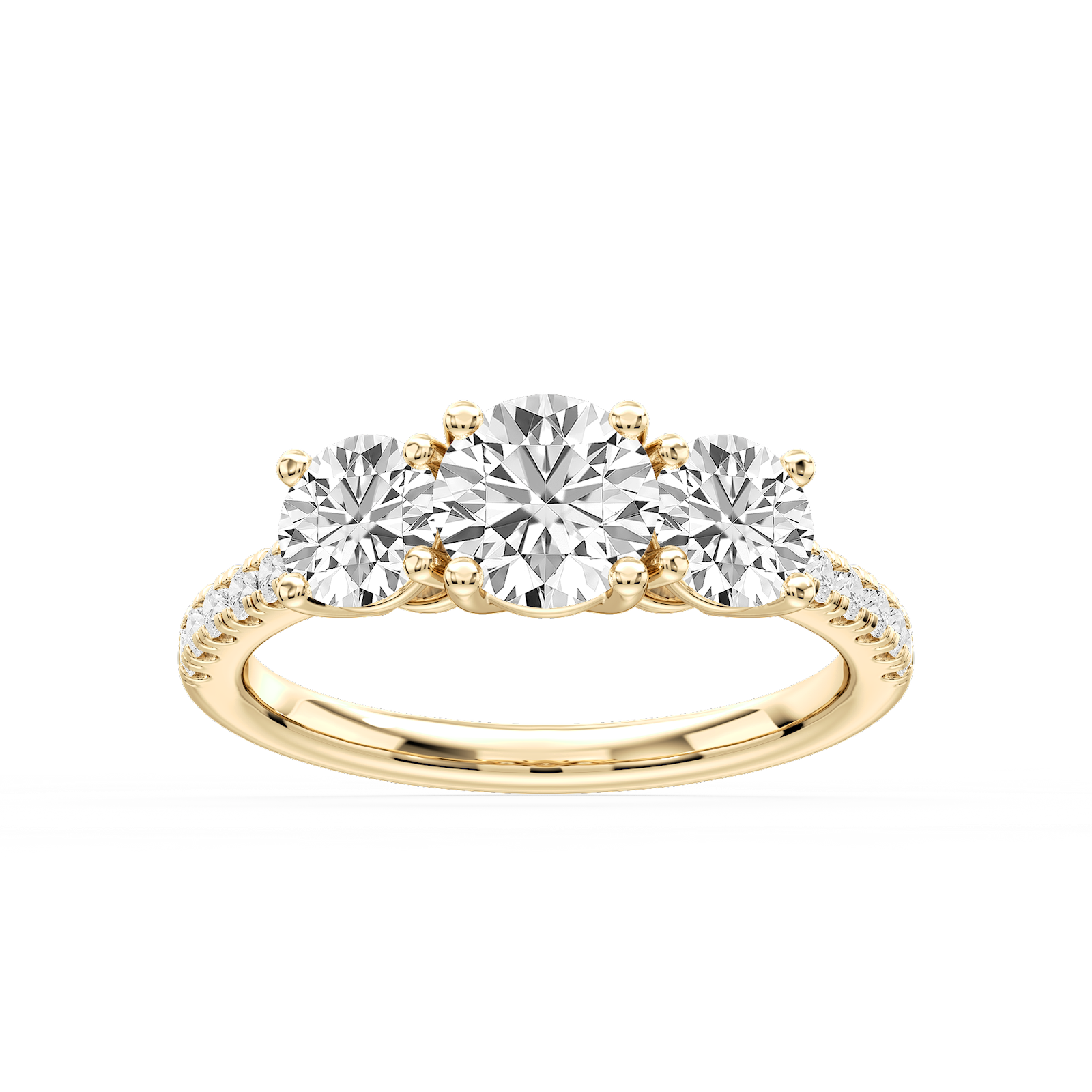 Jeanette Round Lab Grown Diamond Pave Three Stone Engagement Ring