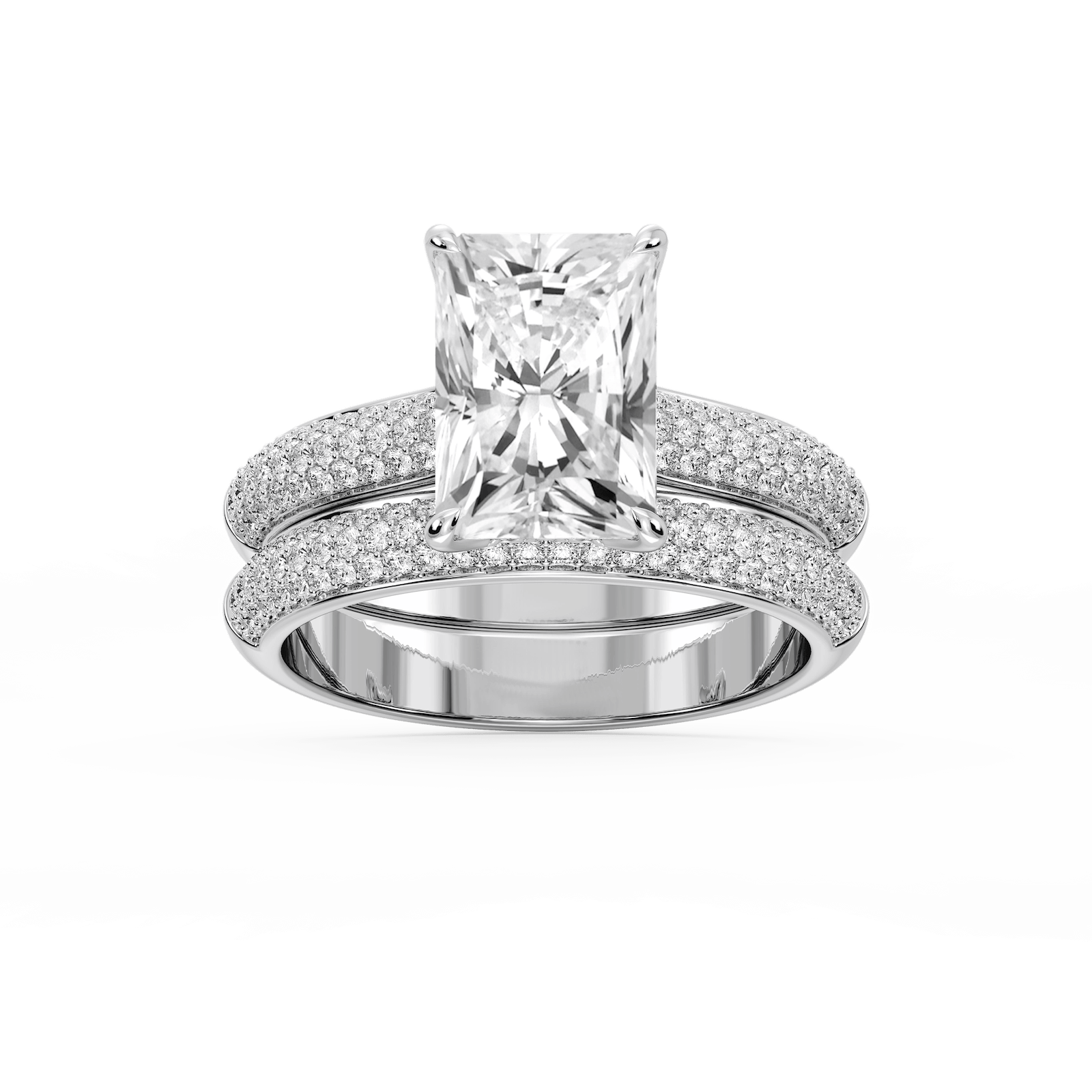 Joelle Radiant Lab Grown Diamond Pave Scooped Hidden Halo Wedding Set