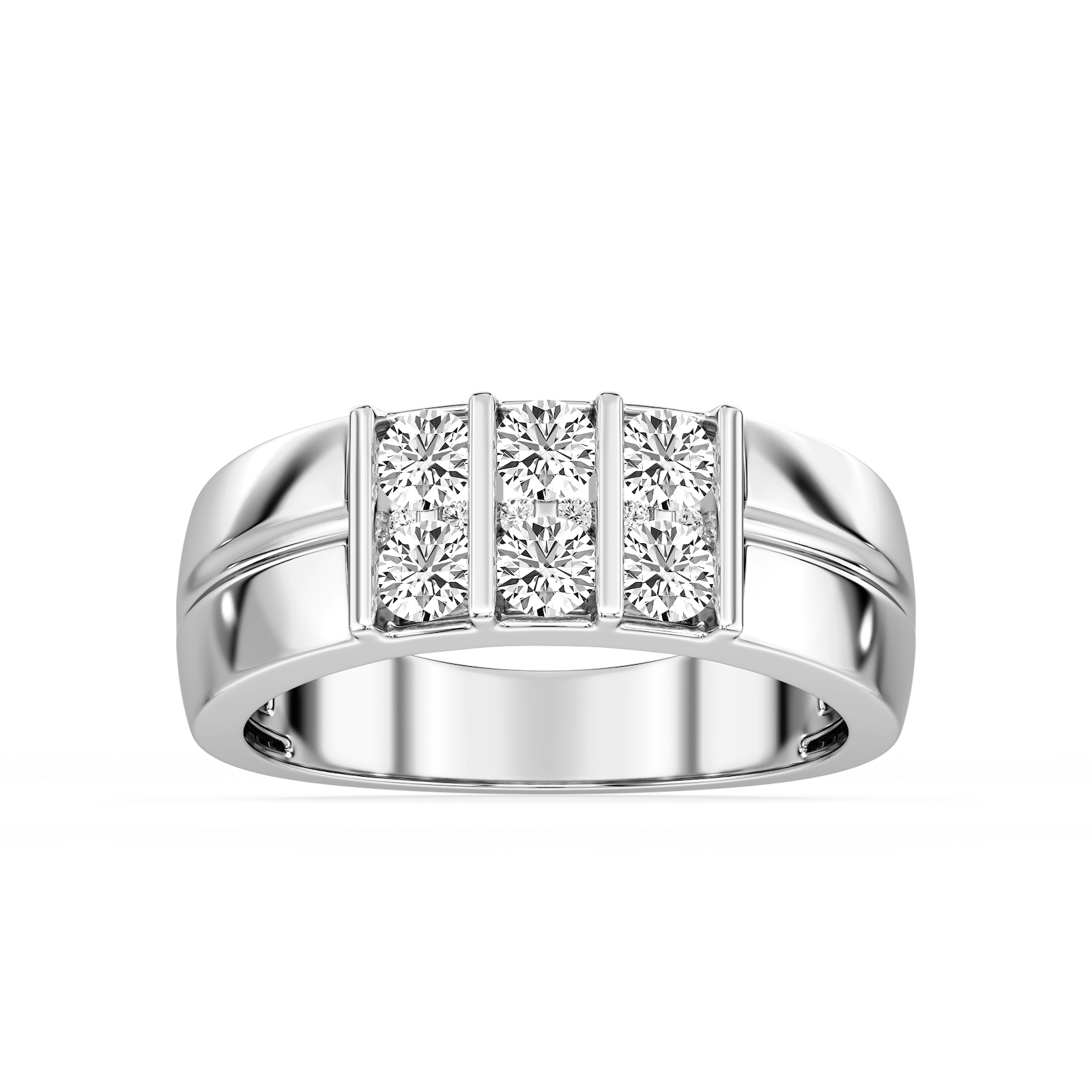 Joseph Round Lab Grown Diamond Double Row Channel Wedding Band