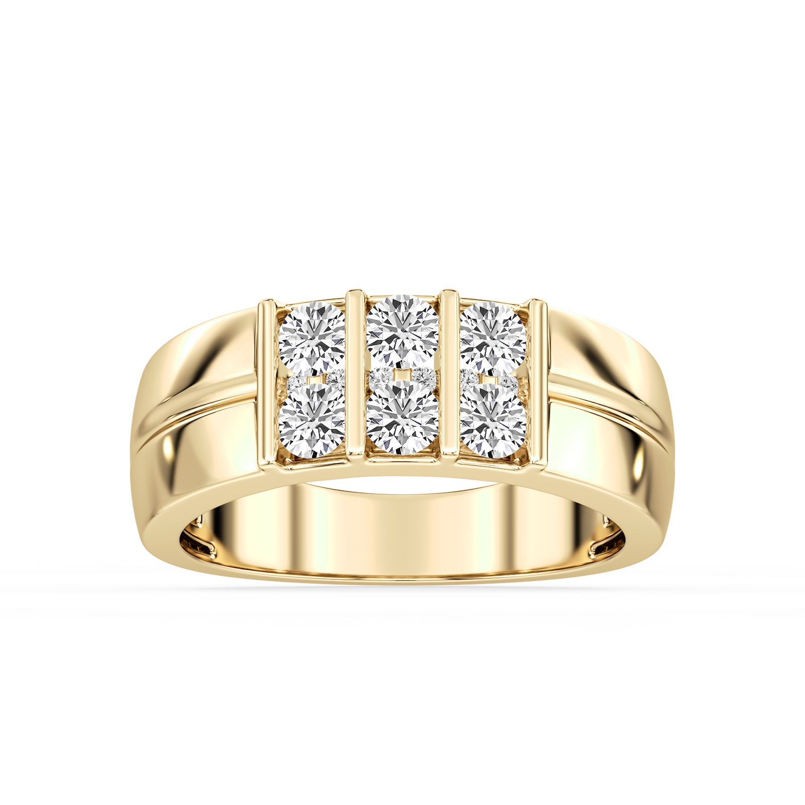 Joseph Round Lab Grown Diamond Double Row Channel Wedding Band