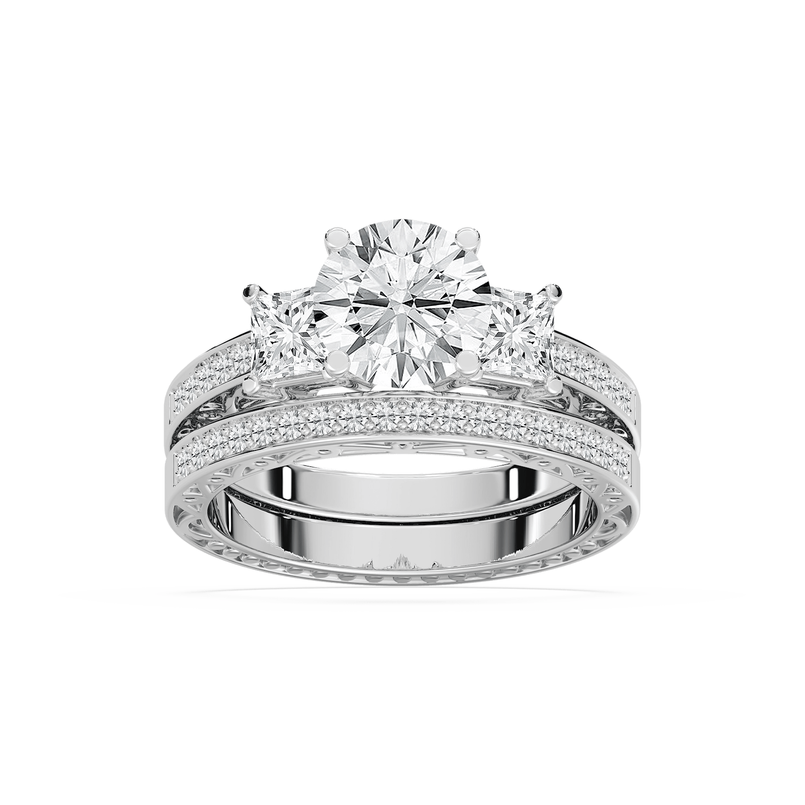 Julie Lab Grown Diamond Three Stone Channel Wedding Set
