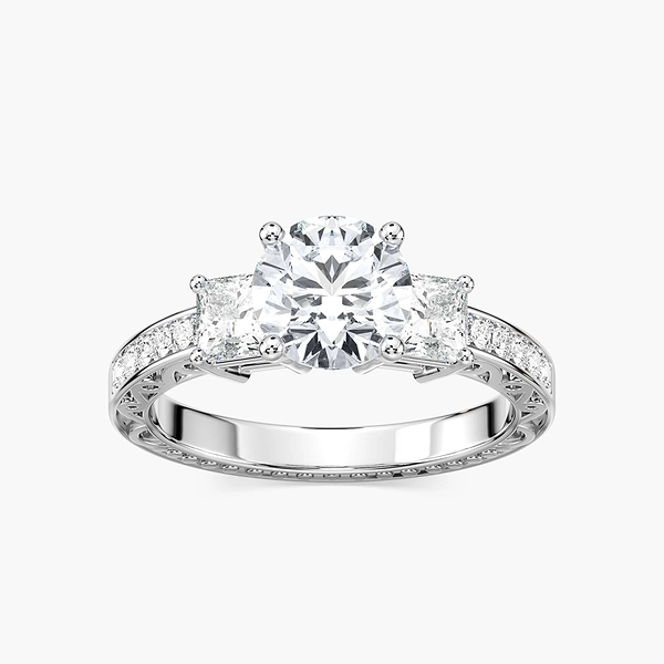 Julie Round Lab Grown Diamond Channel Three Stone Engagement Ring