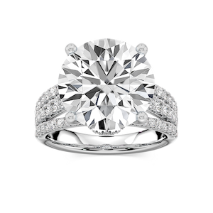 Juniper 10 7/8 ctw Round Lab Grown Diamond Triple Row Side Stone Engagement Ring - Signature Collection