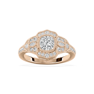 Kalina Cushion Lab Grown Diamond Vintage Side Stone Engagement Ring