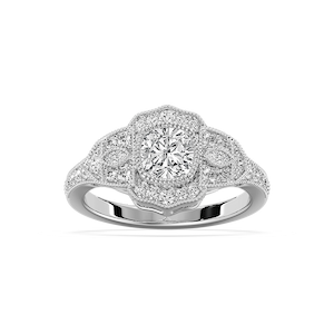 Kalina Cushion Lab Grown Diamond Vintage Side Stone Engagement Ring