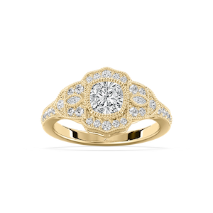 Kalina Cushion Lab Grown Diamond Vintage Side Stone Engagement Ring