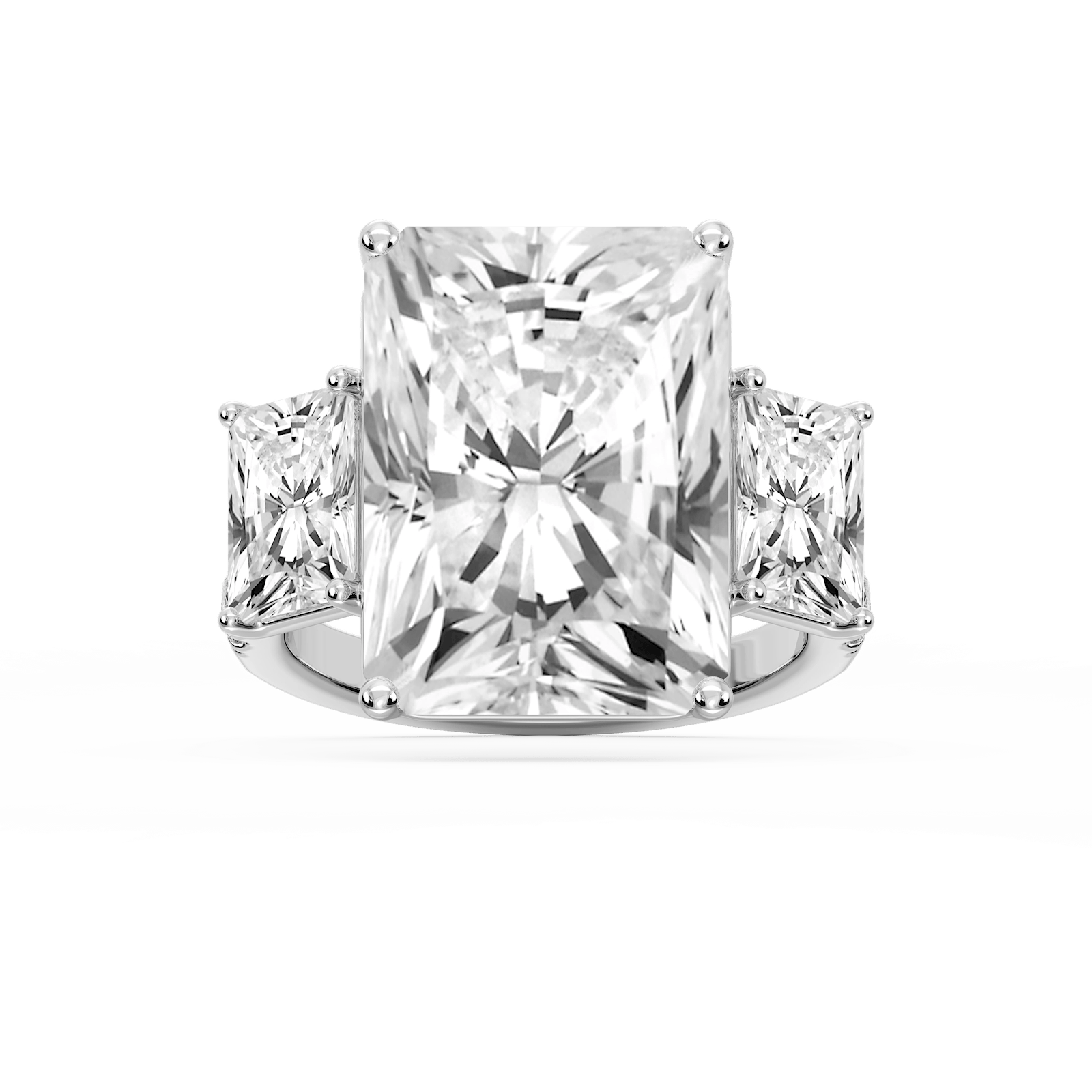 Kelly 19 ¼ ctw Radiant Lab Grown Diamond Pave Three Stone Engagement Ring - Signature Collection