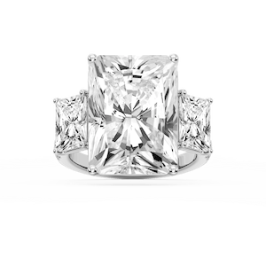 Kelly 19 ¹⁄₄ ctw Radiant Lab Grown Diamond Pave Three Stone Engagement Ring - Signature Collection