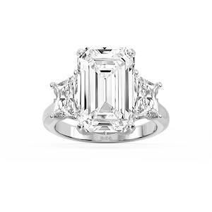 Kinsley 12 ¹⁄₄ ctw Emerald Lab Grown Diamond Three Stone Engagement Ring - Signature Collection