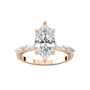 Kira Marquise Lab Grown Diamond Spaced Baguette Side Stone Engagement Ring