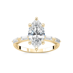Kira Marquise Lab Grown Diamond Spaced Baguette Side Stone Engagement Ring