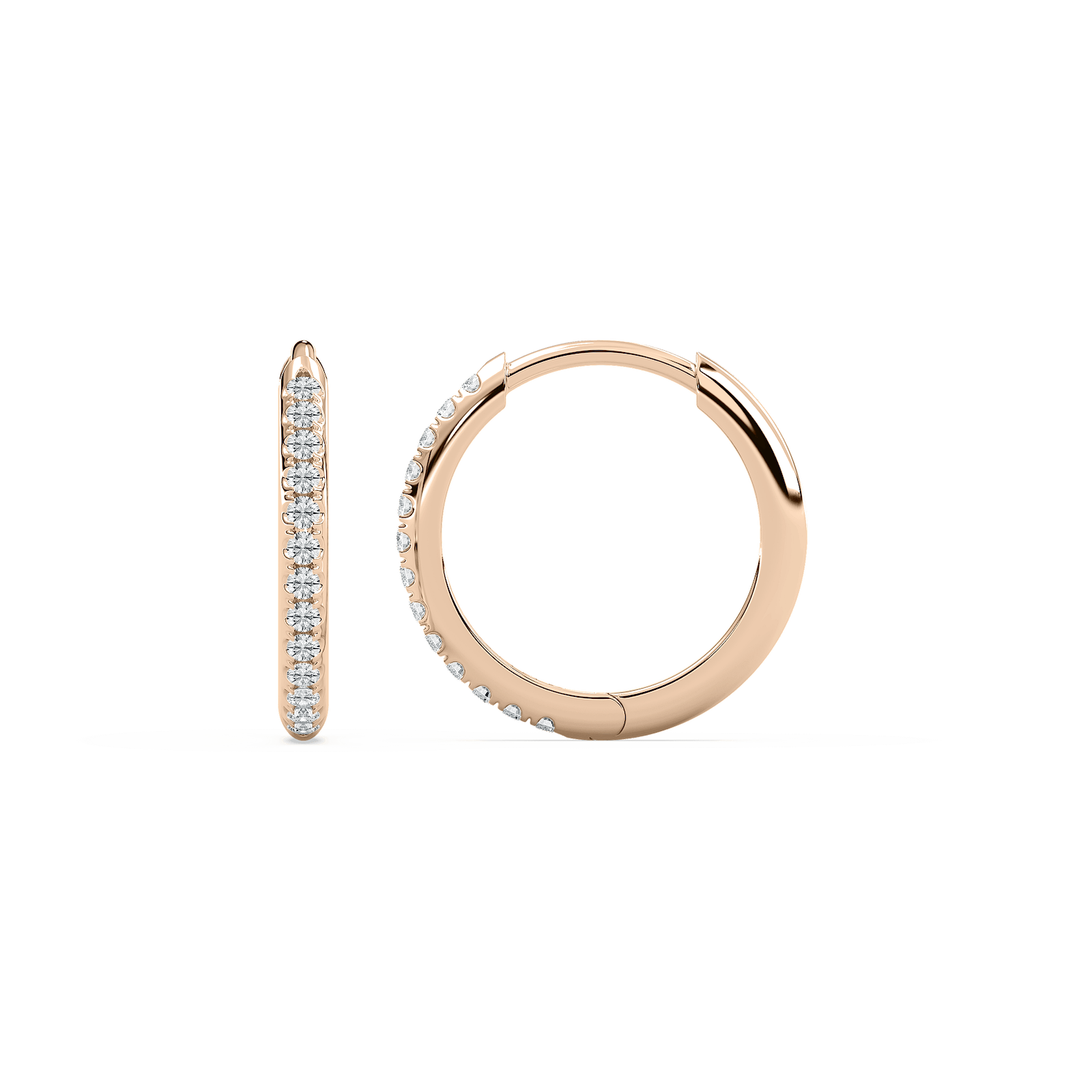 10mm Huggie Earrings with 0.18ctw Round Cut Lab-Grown Diamonds in 14K Rose Gold